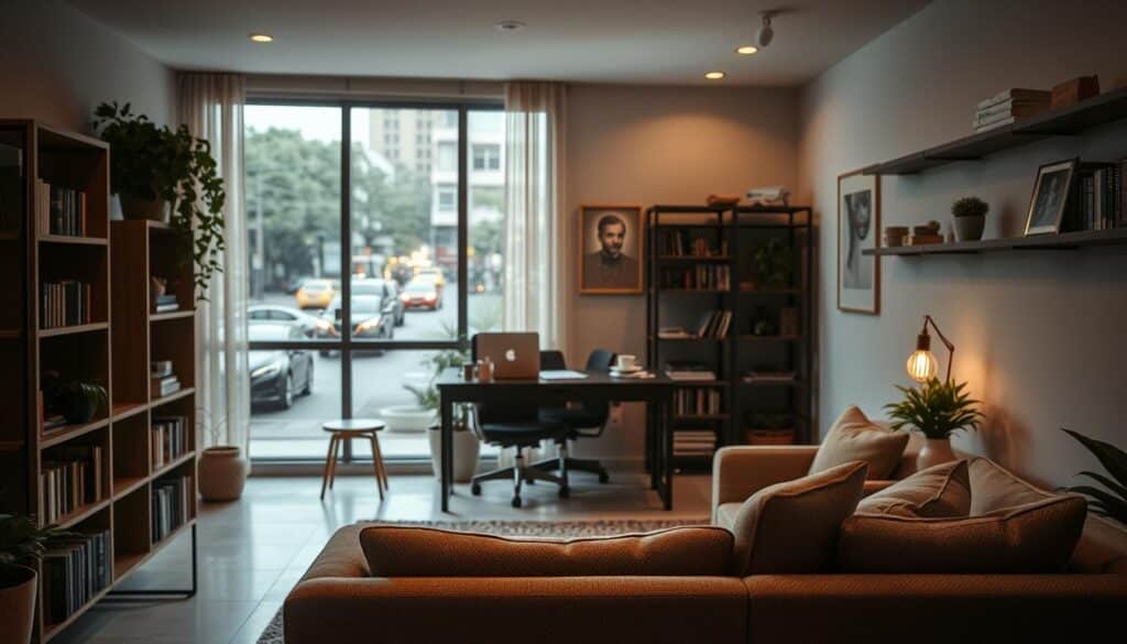 A cozy, dimly-lit therapy office in Mexico, with warm lighting and a serene atmosphere. In the foreground, a comfortable couch invites patients to relax and open up. Shelves line the walls, filled with books and plants, creating a sense of calm. A large window offers a view of a bustling city street outside, a subtle reminder of the world beyond. The therapist's desk is situated in the middle ground, a calm and professional presence, ready to guide the patient through their journey of healing and self-discovery. Soft, muted colors and textures evoke a sense of safety and understanding, reflecting the care and compassion that lies at the heart of psychological therapy. A cozy, dimly-lit therapy office in Mexico, with warm lighting and a serene atmosphere. In the foreground, a comfortable couch invites patients to relax and open up. Shelves line the walls, filled with books and plants, creating a sense of calm. A large window offers a view of a bustling city street outside, a subtle reminder of the world beyond. The therapist's desk is situated in the middle ground, a calm and professional presence, ready to guide the patient through their journey of healing and self-discovery. Soft, muted colors and textures evoke a sense of safety and understanding, reflecting the care and compassion that lies at the heart of psychological therapy.