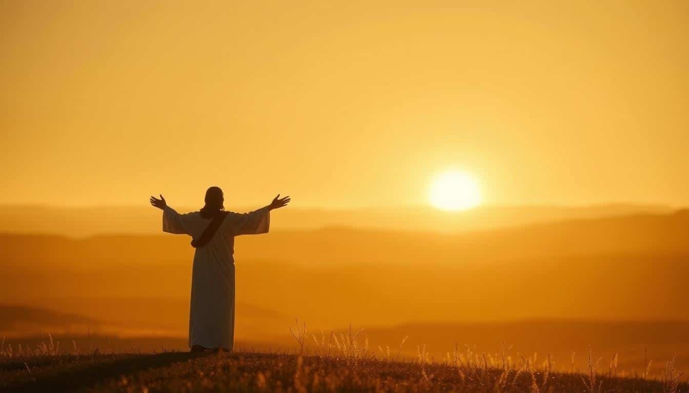 A serene, ethereal landscape bathed in warm, golden light. In the foreground, a figure of Jesus Christ stands, arms outstretched, exuding a sense of hope and promise. The background depicts a distant, glowing horizon, symbolizing the anticipated return of the Savior. The scene is imbued with a peaceful, contemplative atmosphere, inviting the viewer to meditate on the enduring faith in Christ's promised second coming. Soft, diffuse lighting casts a heavenly glow, creating a sense of spiritual transcendence. Minimal yet impactful, this image captures the essence of the article's subject matter.