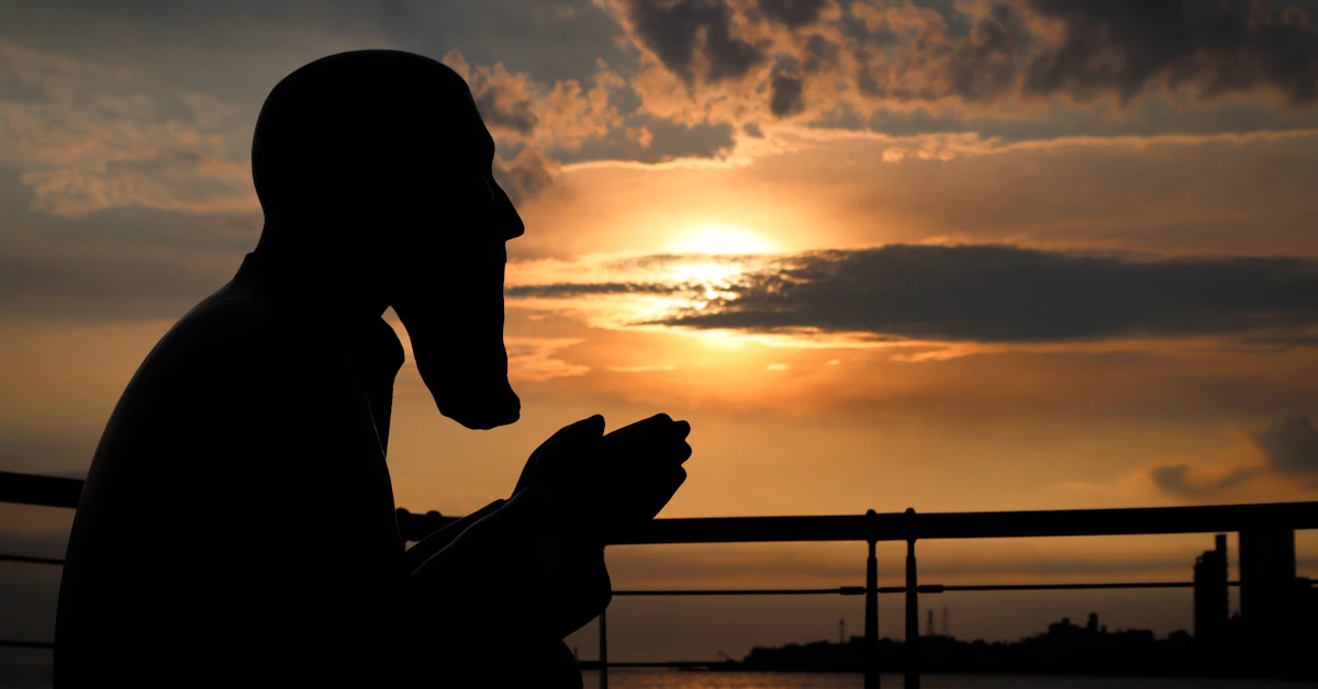 silhouette of man holding camera during sunset